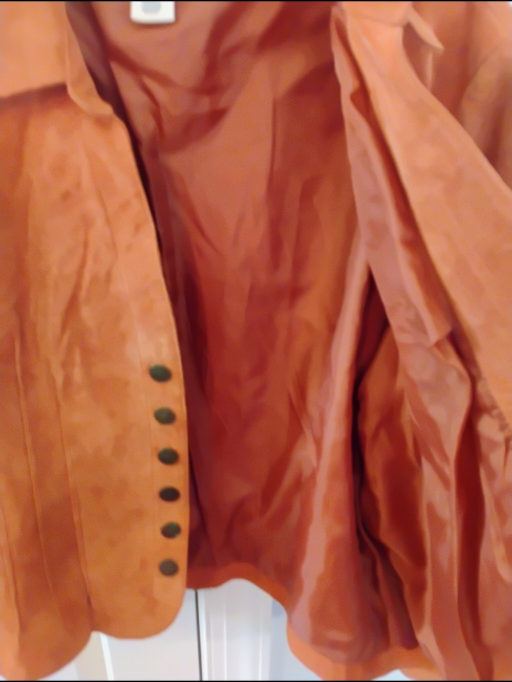 Vintage Women's 100 Percent Suede Leather Rust Cognac Button Front Jacket XLG - Picture 10 of 16